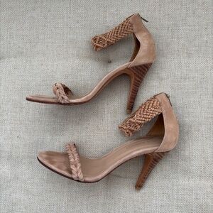 Ulla Johnson Manu Tan Suede Braided Detail Heel